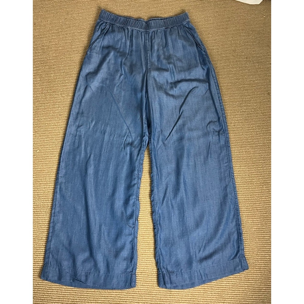 Caslon Women's Lyocell Wide Leg Pants Blue Size S Relaxed Fit